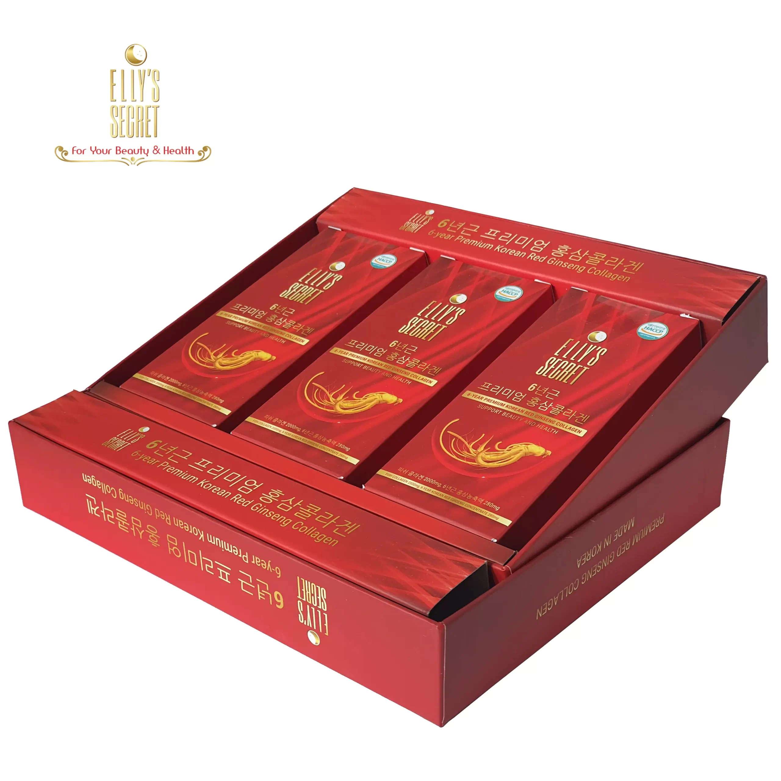 Bên Trong Hộp Hồng Sâm Collagen Cao Cấp Hàn Quốc Hộp 30 Gói X 10ml - 1Mall.vn