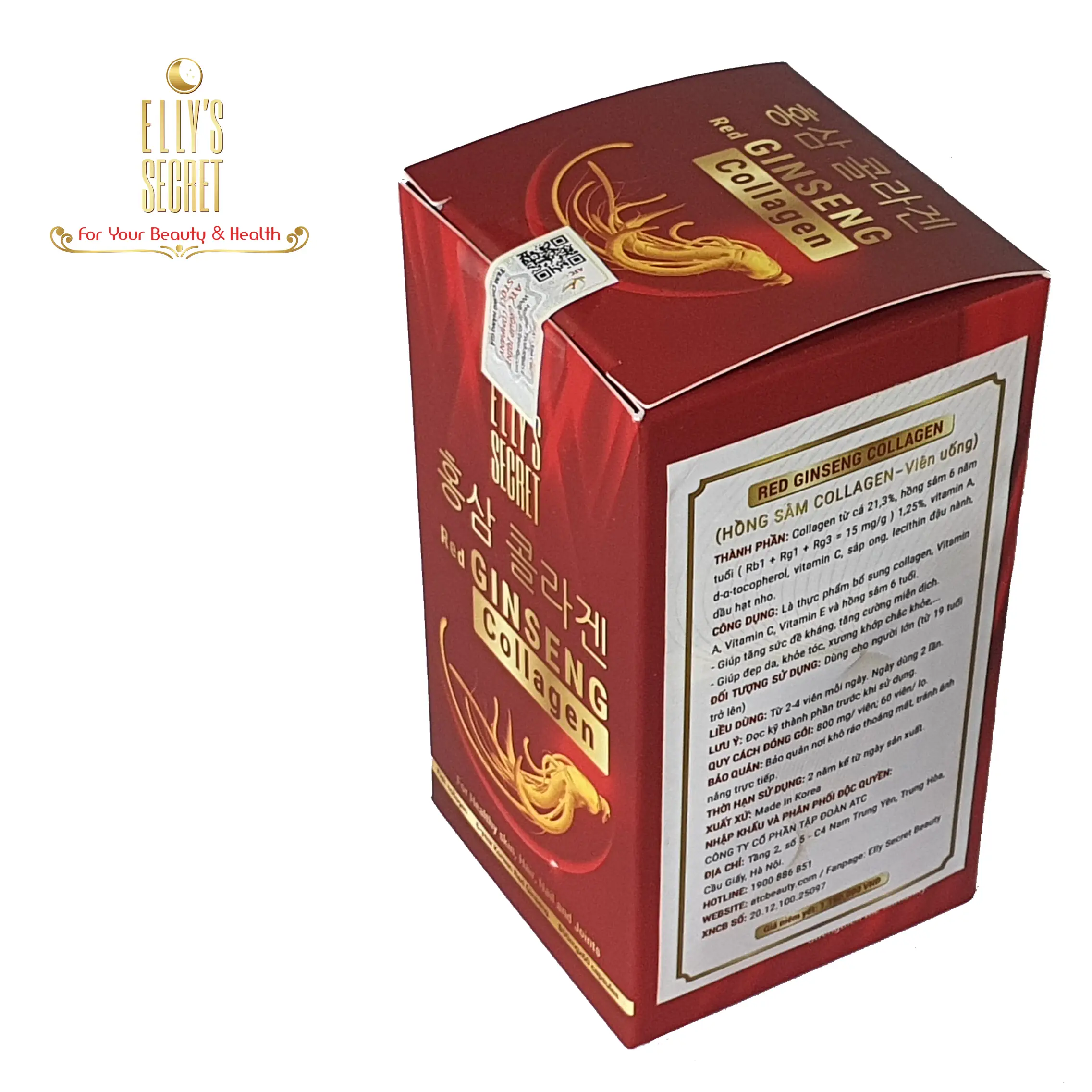 Tem Hộp Viên Uống Hồng Sâm Collagen Cao Cấp Hàn Quốc Hộp 60 Viên - 1Mall.vn