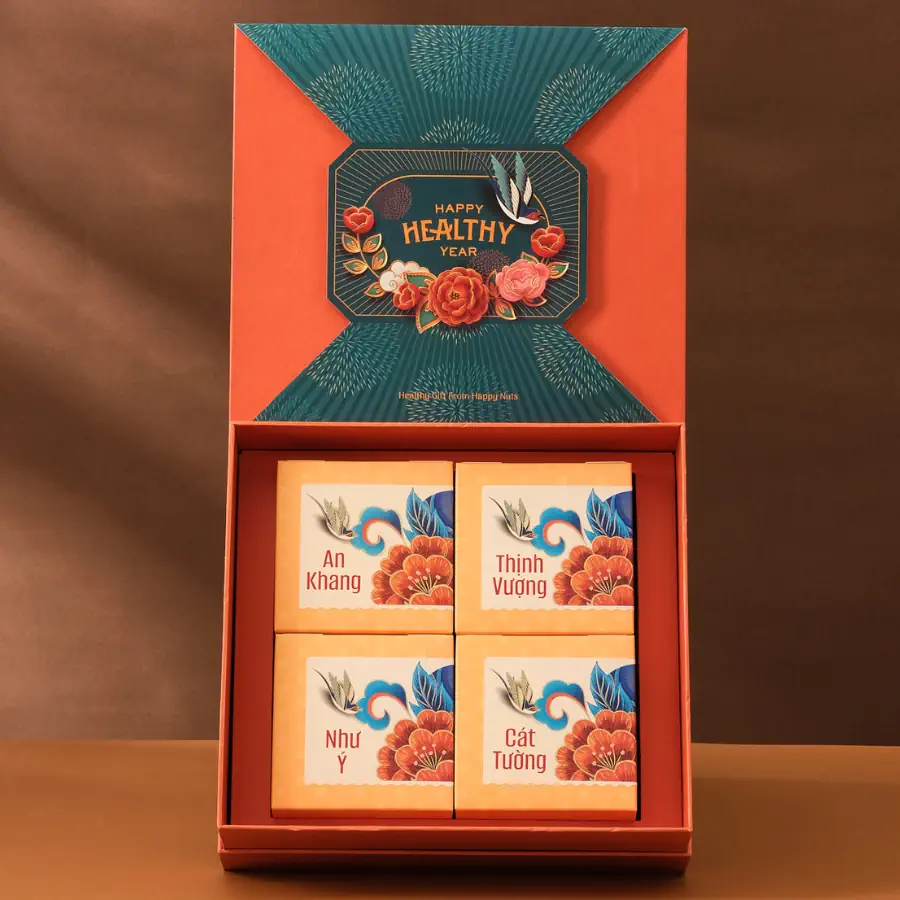 Hộp Quà Tết Happy Nuts 2024 - Hoa Xuân 1 (kèm Túi) - 1Mall.vn