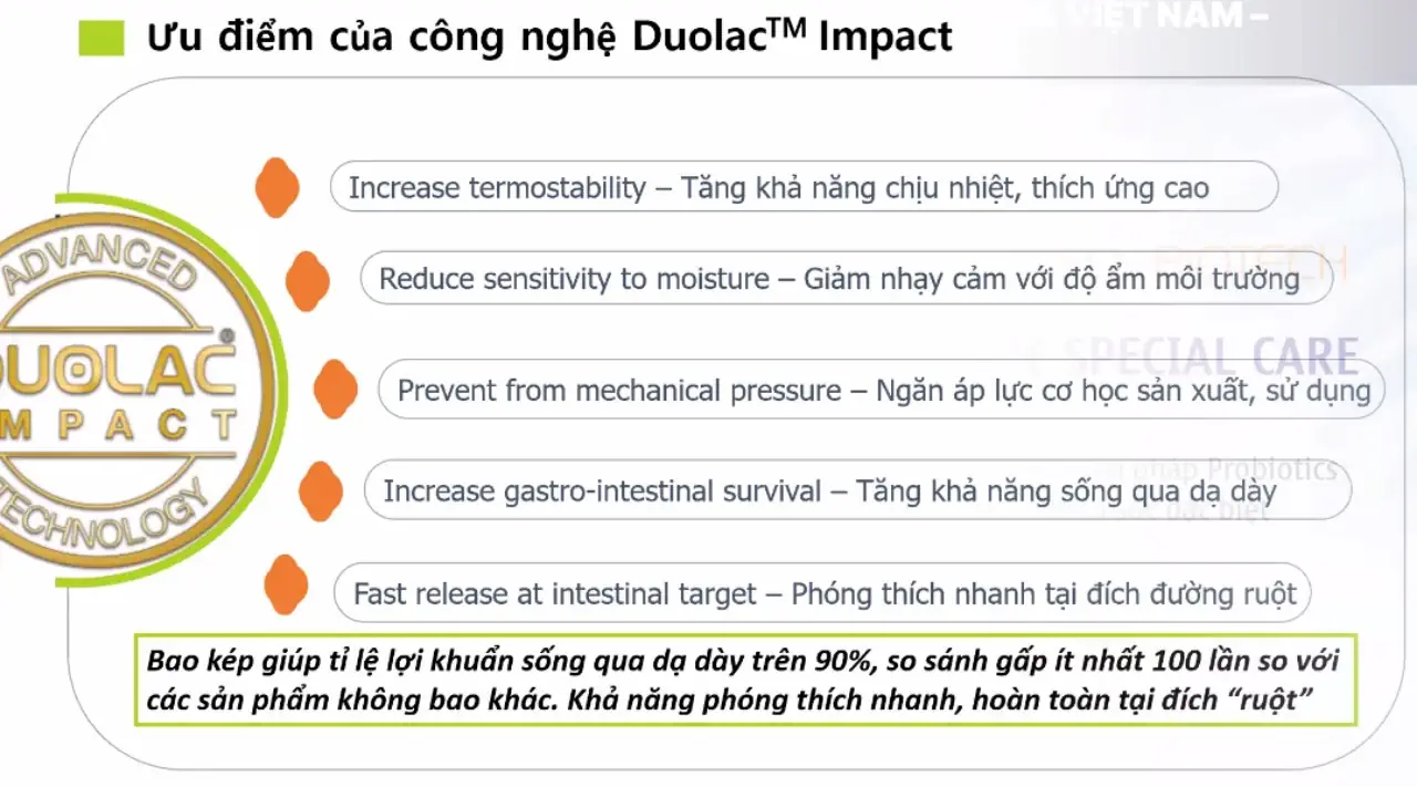 Ưu điểm Công Nghệ Duolac Impact
