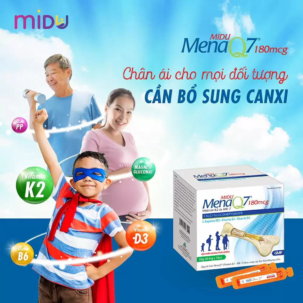 Chân ái Cho Mọi đối Tượng Cần đưa Canxi Vào Xương Hiệu Quả - Midu Mena Q7 180mcg - 1Mall.vn