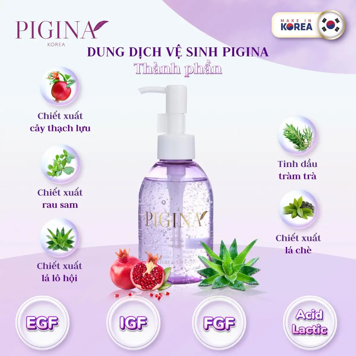 Thành Phần Dung Dịch Vệ Sinh Phụ Nữ Pigina - Droppii Mall