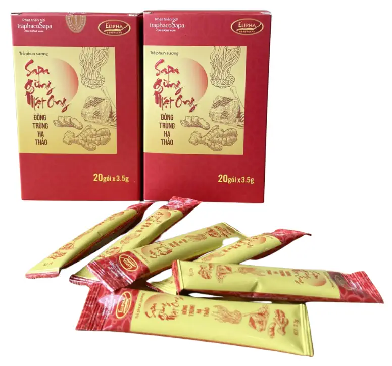 Trà phun sương Sapa Gừng Mật ong Đông trùng hạ thảo Elipha chính hãng giá tốt - Traphaco Sapa - Vitafood - 1Mall.vn