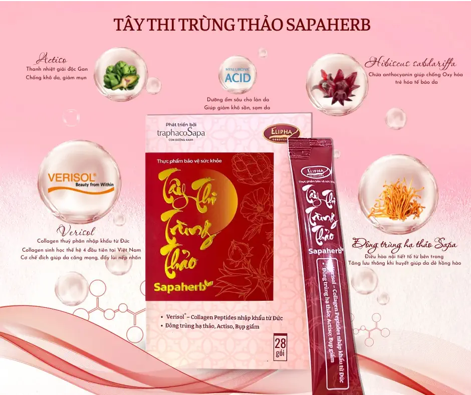 Tây Thi Trùng Thảo kết hợp Collagen sinh học thế hệ mới nhất với chiết xuất các loại thảo dược quý như Đông trùng hạ thảo, Actiso và Bụp giấm theo tỉ lệ vàng - 1Mall.vn