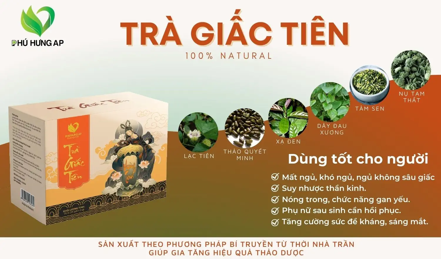 Thành phần và Công dụng Trà Giấc Tiên chính hãng giá tốt (Phú Hưng AP) - 1Mall.vn