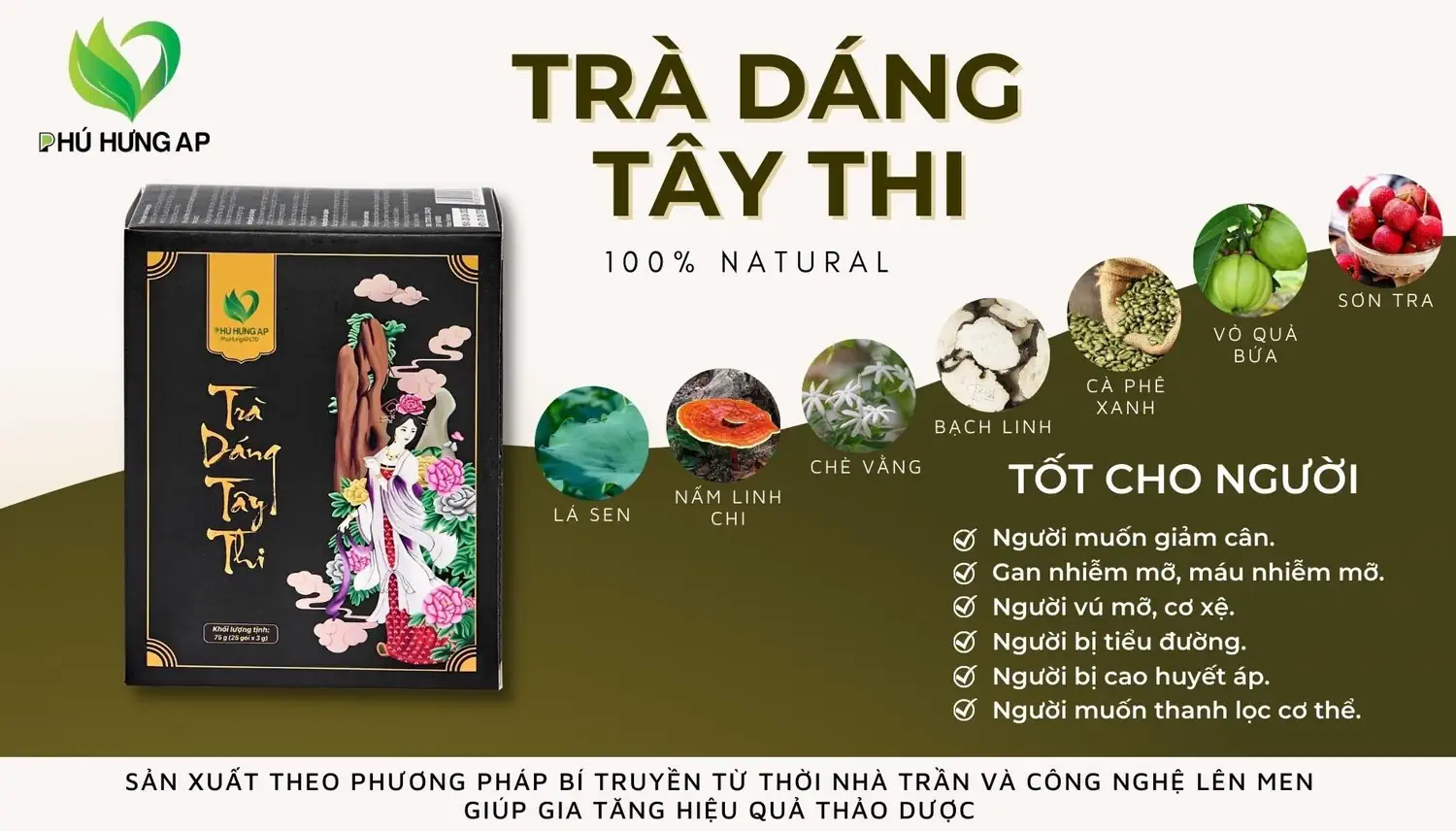 Thành phần và công dụng Trà Dáng Tây Thi AP Phú Hưng chính hãng giá tốt - 1Mall.vn