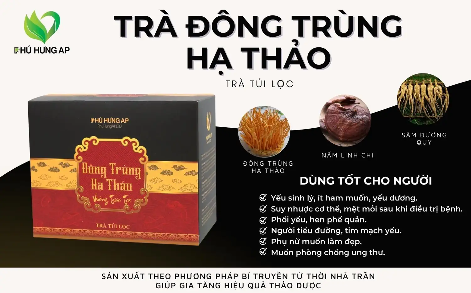 Thành phần và công dụng của Trà túi lọc Đông Trùng Hạ Thảo - 1Mall.vn