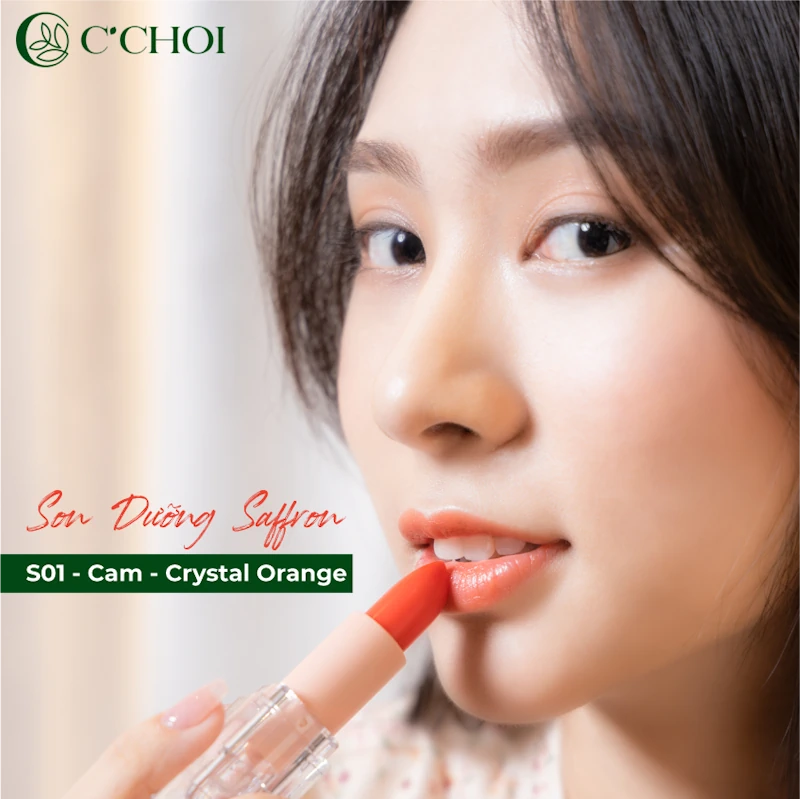 Ảnh Mẫu Son Dưỡng Saffron Màu S01 Crystal Orange Cam Pha Lê – Son Dưỡng Môi Nghệ Tây C'choi - Punar - 1Mall.vn
