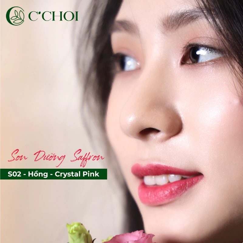 Ảnh Mẫu Son Dưỡng Saffron Màu S02 Crystal Pink Hồng Pha Lê – Son Dưỡng Môi Nghệ Tây C'choi - Punar - 1Mall.vn