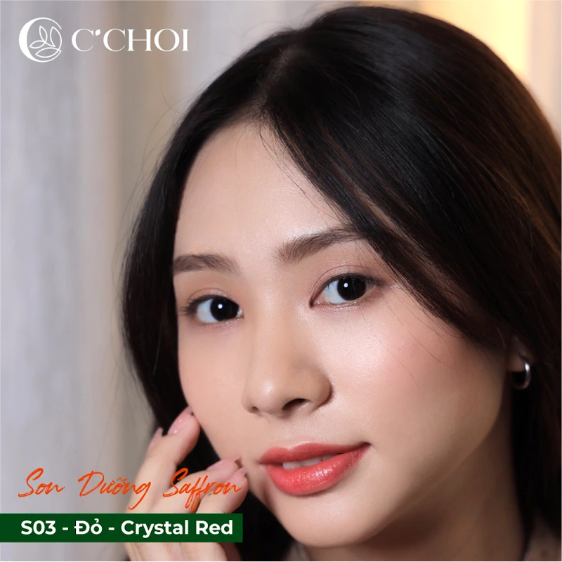 Ảnh Mẫu Son Dưỡng Saffron Màu S03 Crystal Red đỏ Pha Lê – Son Dưỡng Môi Nghệ Tây C'choi - Punar - 1Mall.vn