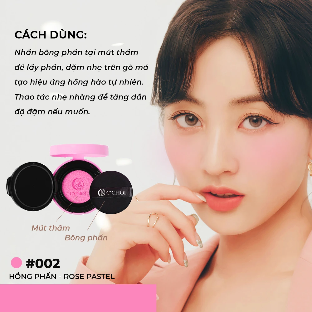 Cách Dùng Phấn Nước Má Hồng C'choi Slim Cushion Blush - 1Mall.vn