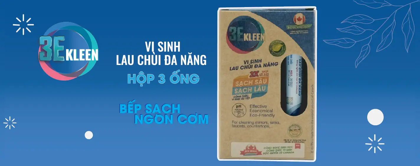 Hộp Vi Sinh đậm đặc Lau Chùi đa Năng 3e Kleen (03 ống 5ml) - 1Mall.vn