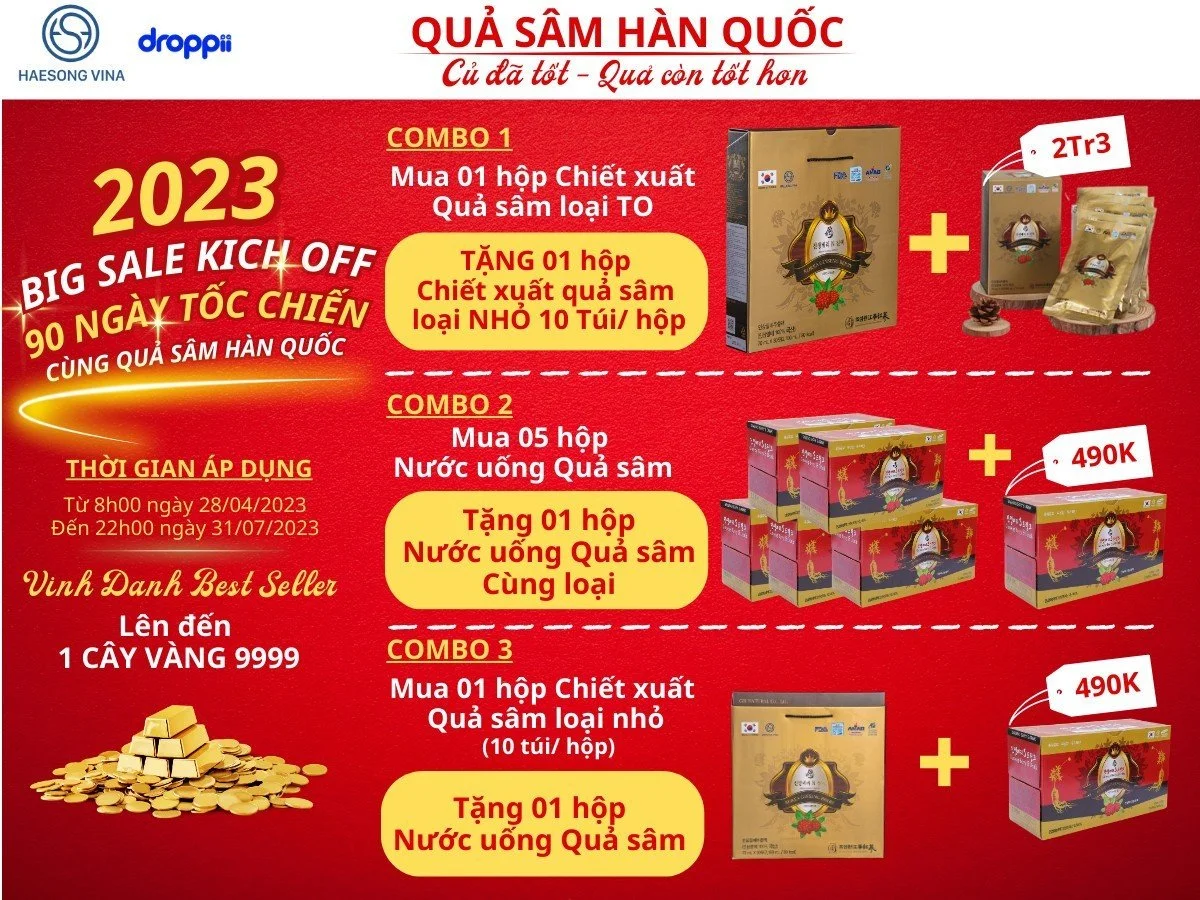 Khuyến mãi Chiết xuất Quả nhân sâm Hàn Quốc và Nước uống Quả nhân sâm Haesong Vina chính hãng giá tốt - 1Mall.vn