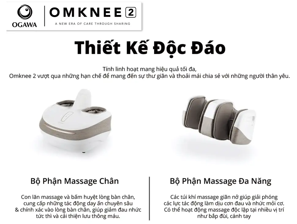 Máy massage chân OGAWA foot reflexology Omknee 2.0 (OF-2004) thiết kế độc đáo với 2 phần tách rời - 1Mall.vn