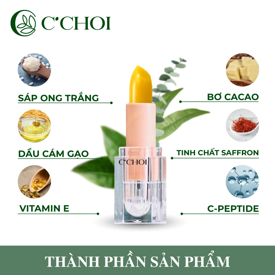 Thành Phần Son Dưỡng Saffron C'choi Không Màu – Son Dưỡng Môi Nhụy Hoa Nghệ Tây - Punar - 1Mall.vn