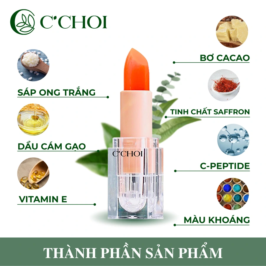 Thành Phần Son Dưỡng Saffron Có Màu – Son Dưỡng Môi Nghệ Tây C'choi Color - Punar - 1Mall.vn