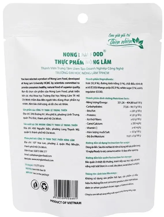 Thông Tin Bao Bì Xoài Sấy Dẻo Nông Lâm Food 50gr - 1Mall.vn