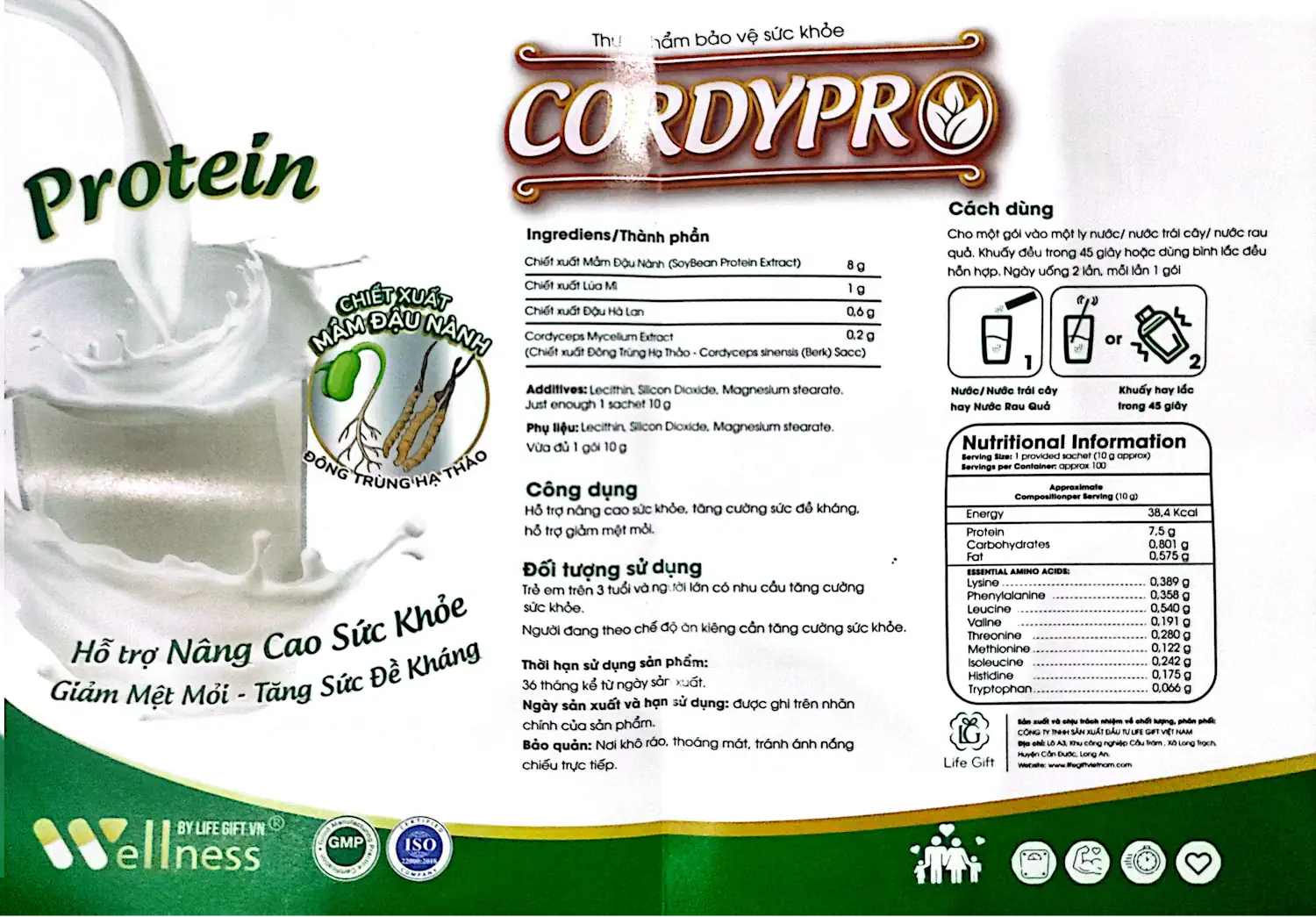 Thông Tin Chi Tiết Thực Phẩm Bổ Sung Protein Thực Vật Cordypro - Wellness By Life Gift Vn - 1Mall.vn