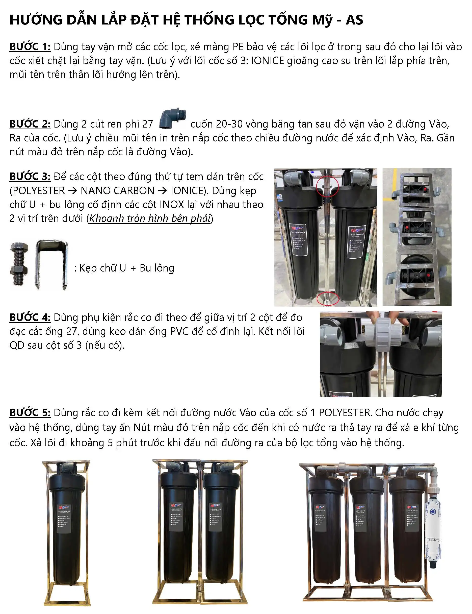 Hướng Dẫn Lắp đặt Hệ Thống Lọc Tổng Mỹ Sendi-as
