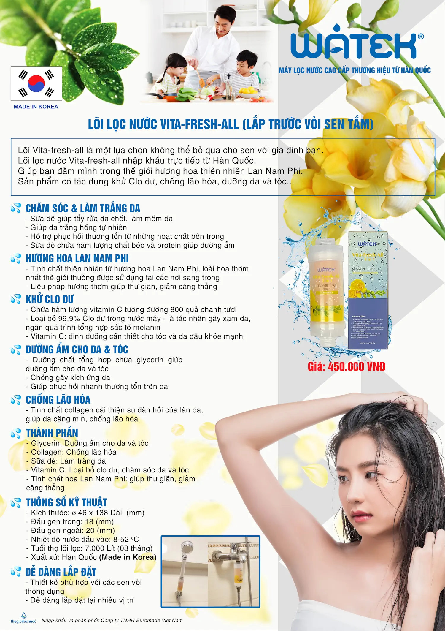 Thông Tin Lõi Lọc Nước Vita-fresh-all (lắp Trước Vòi Sen Tắm), Model Vita-fresh-all