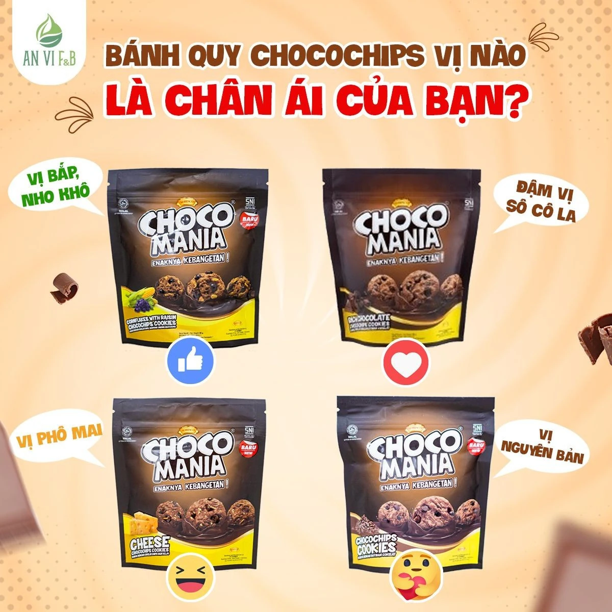 Bánh Quy Chocochips đậm Choco Mania - 4 Vị Hấp Dẫn Phù Hợp Mọi đối Tượng - 1Mall.vn