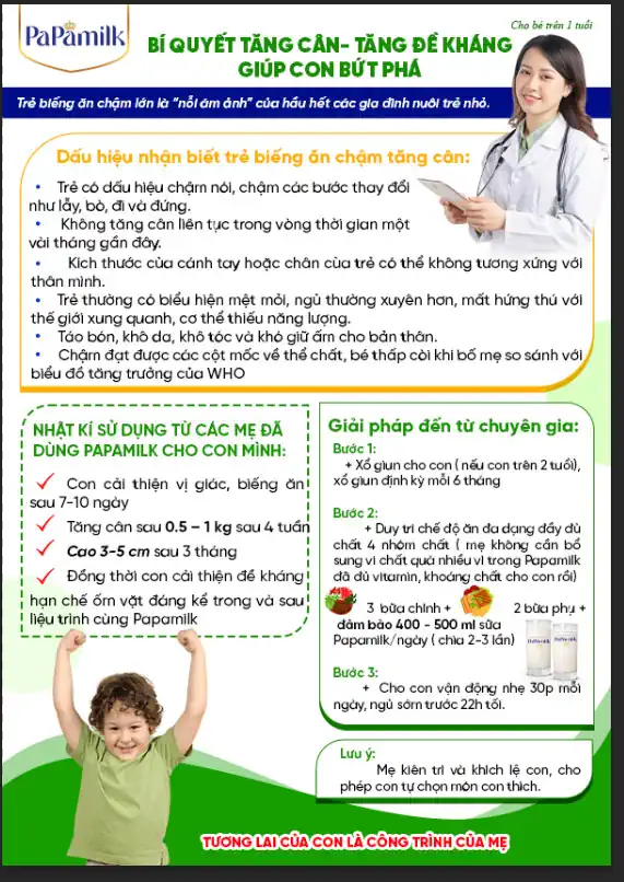 Bí Quyết Giúp Con Tăng Cân, Tăng Chiều Cao Cùng Sữa Papamilk Height And Gain Chứa Sữa Non 24h Và Tổ Yến