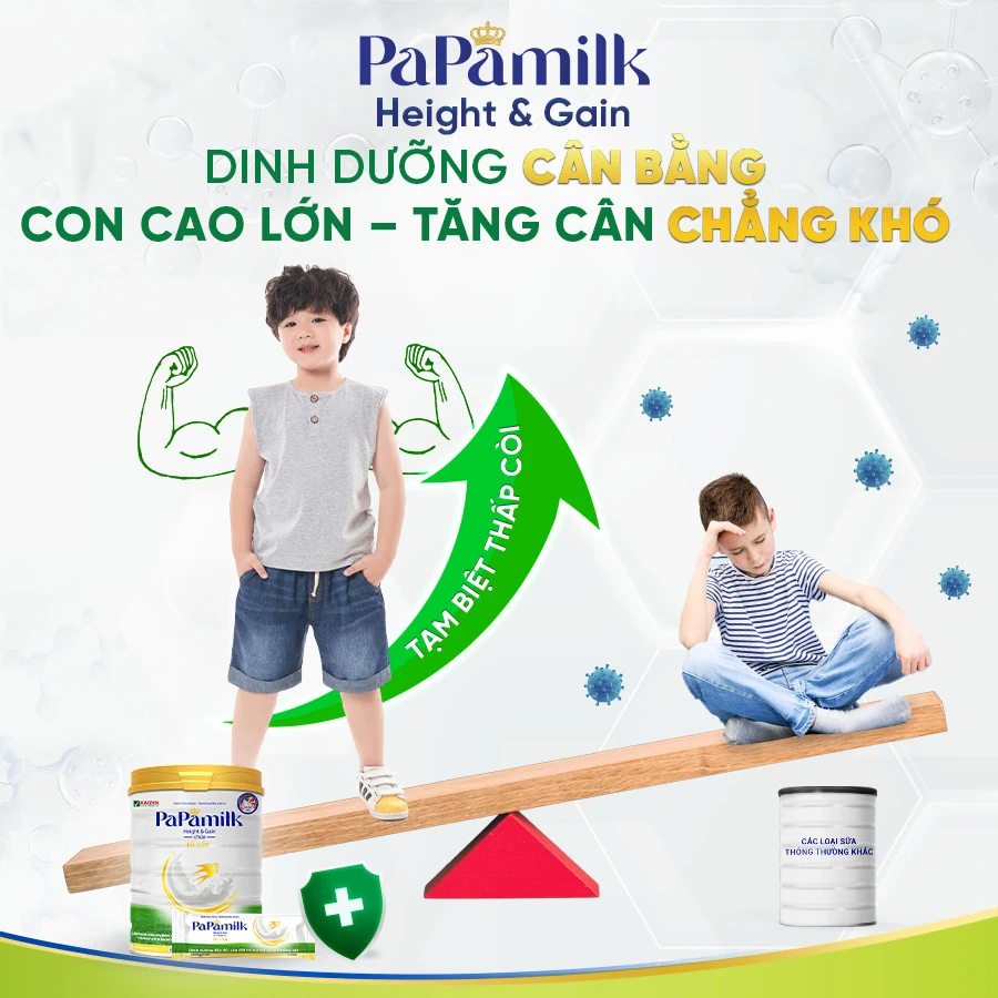 Sữa Tăng Cân Và Chiều Cao Cho Trẻ Papamilk Height & Gain Chứa Tổ Yến Và Sữa Non 24h - Vkaizen - 1Mall.vn