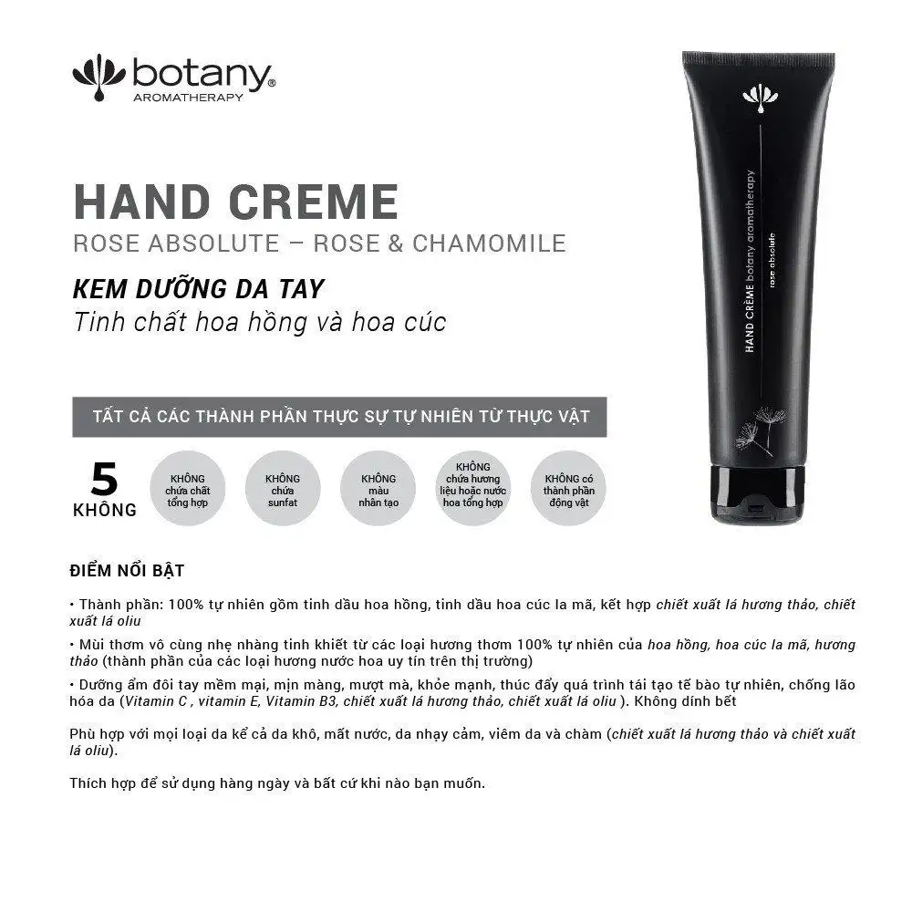 Thông Tin Kem Dưỡng Da Tay Botany Hoa Hồng Tinh Khiết Hand Creme 75g - 1Mall.vn