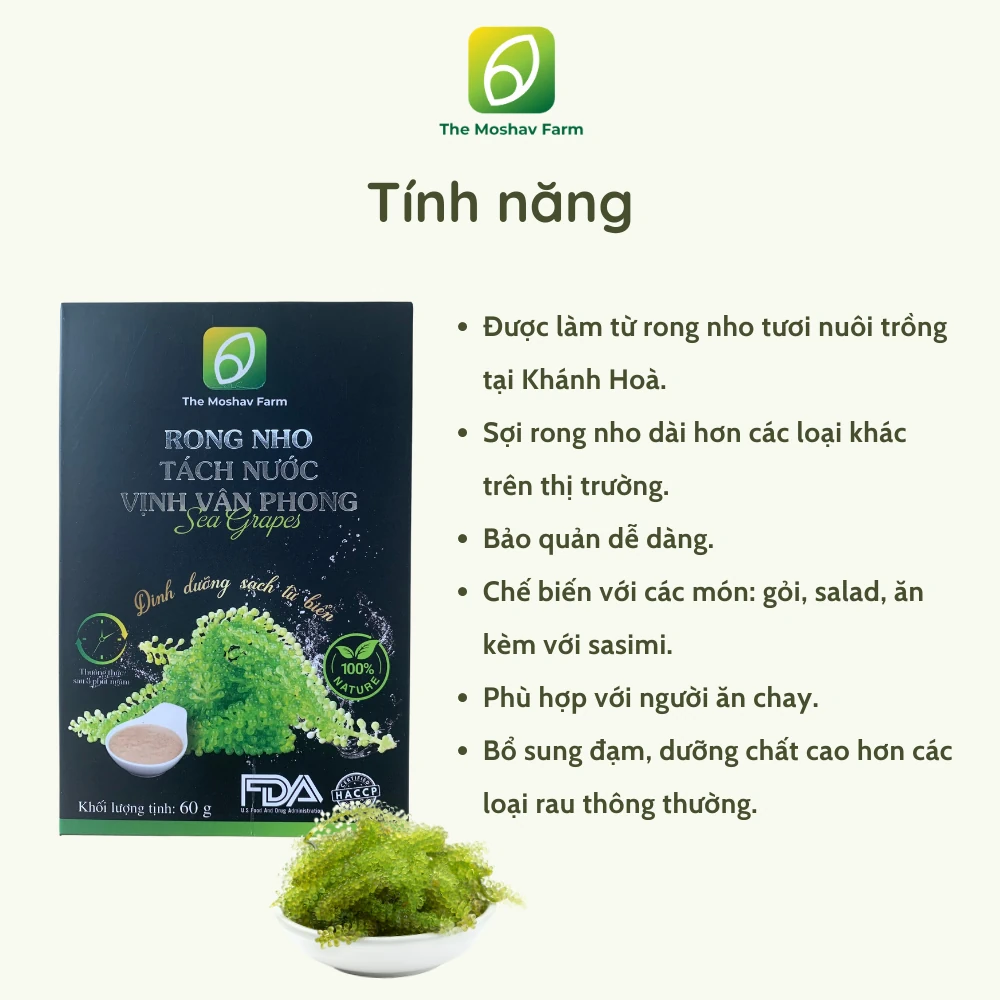 Tính Năng Và Công Dụng Của Rong Nho Tách Nước Vịnh Vân Phong - The Moshav Farm - 1Mall.vn
