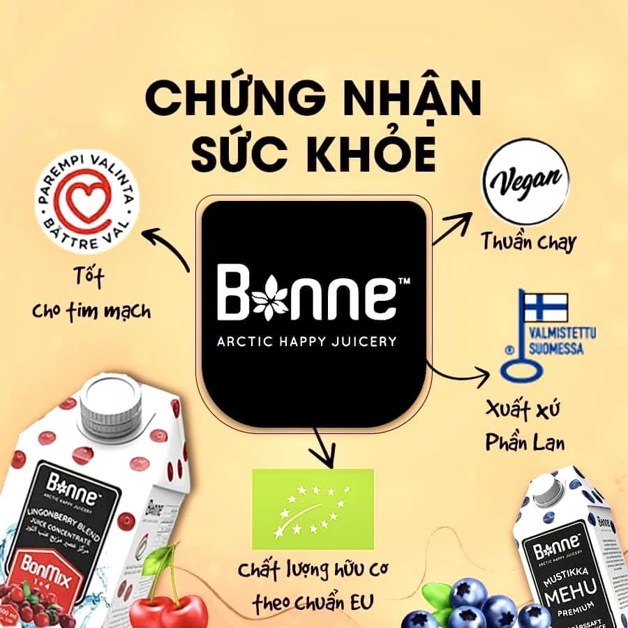 Chứng Nhận Sức Khỏe Bonne Arctic Happy Juicery - Nước ép Quả Cherry - 1Mall.vn