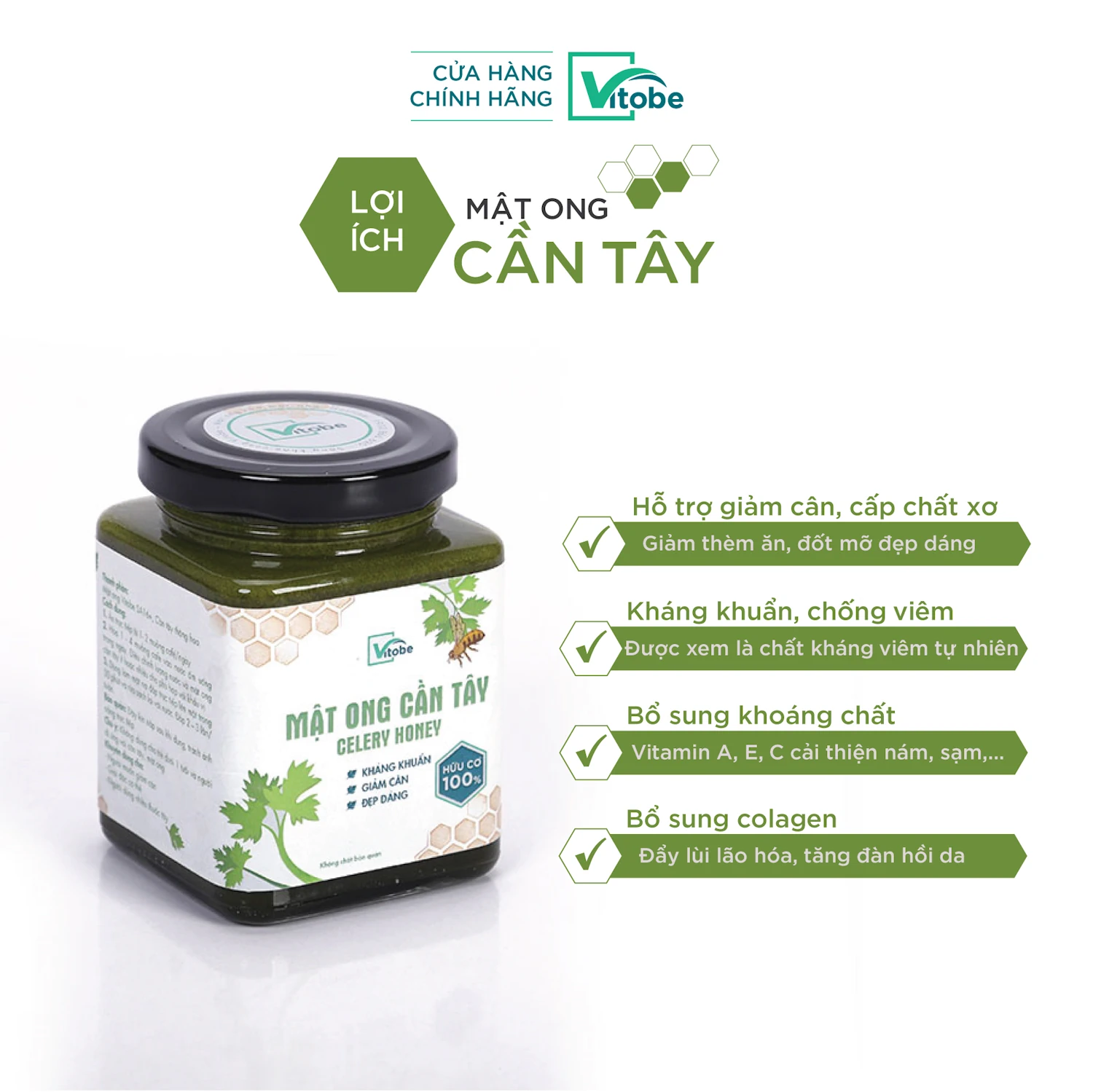 Lợi ích Mật Ong Cần Tây Celery Honey - Mật Ong Vitobe - 1Mall.vn