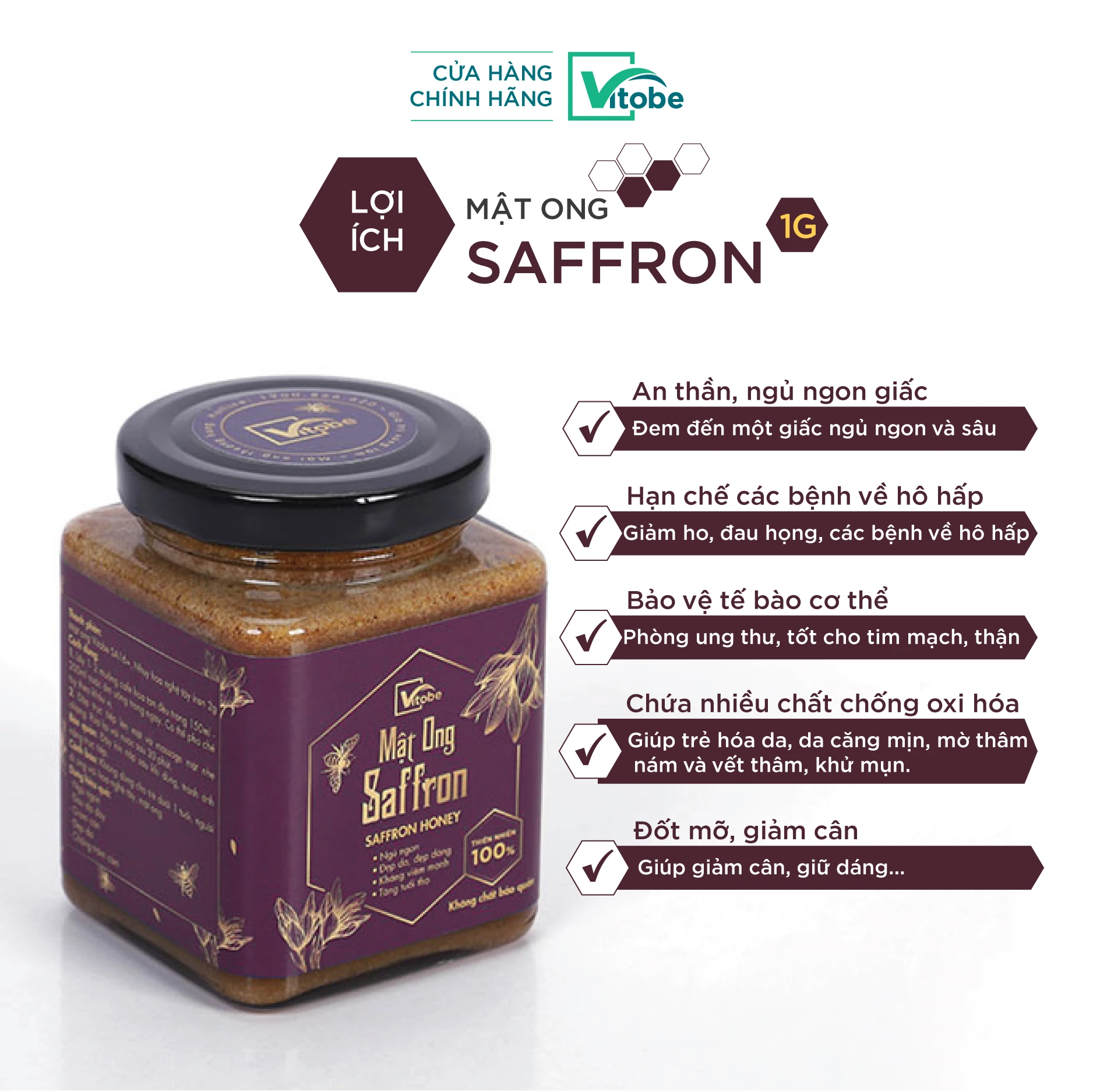 Lợi ích Mật Ong Saffron Tây Á - Mật Ong Vitobe - 1Mall.vn