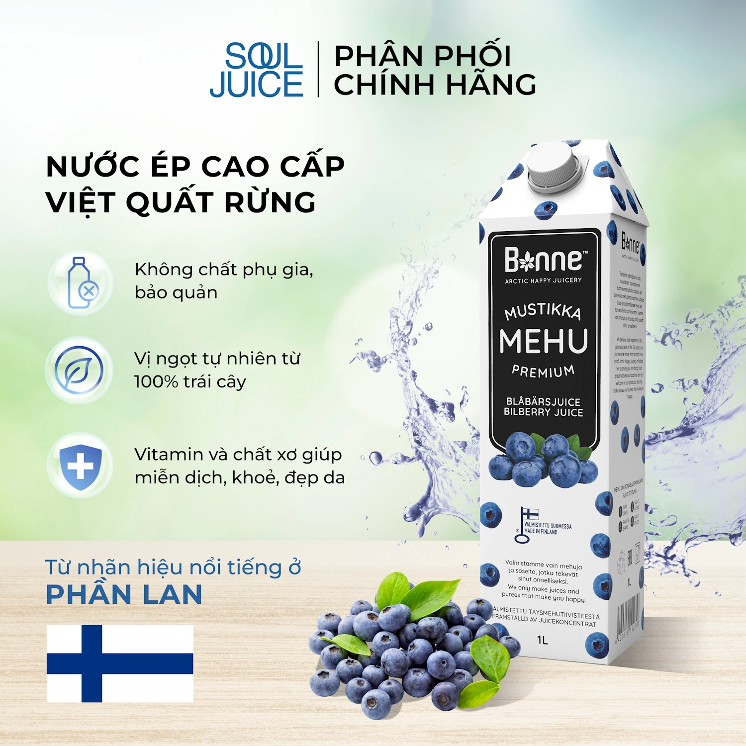 Nước ép Việt Quốc đen - Nước ép Cao Cấp Bilberry Từ Phần Lan - Bonne - 1Mall.vn