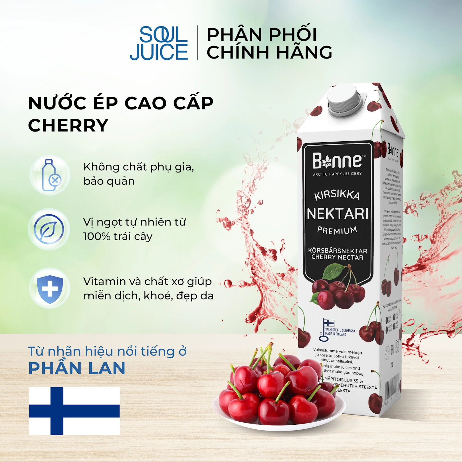 Nước ép Anh đào - Nước ép Cao Cấp Cherry Từ Phần Lan - Bonne - 1Mall.vn