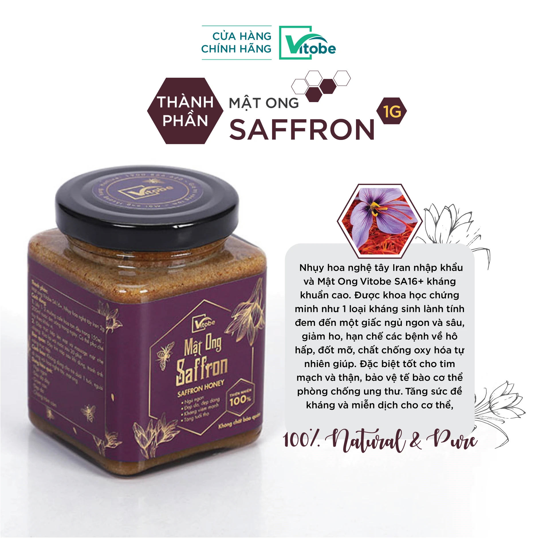 Thành Phần Mật Ong Saffron Honey Tây Á - Mật Ong Vitobe - 1Mall.vn