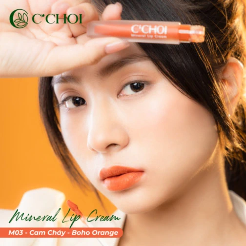 Ảnh Mẫu Son Kem Khoáng C’choi M03 Boho Orange Cam Cháy - Mineral Lip Cream - Punar - 1Mall.vn