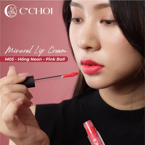 Ảnh Mẫu Son Kem Khoáng C’choi M05 Pink Ball Hồng Neon - Mineral Lip Cream - Punar - 1Mall.vn