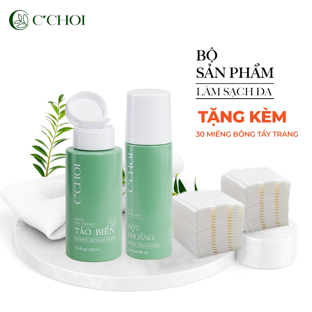 Bộ Sản Phẩm Làm Sạch Da C’choi - Tặng Kèm 30 Miếng Bông Tẩy Trang - Punar - 1Mall.vn