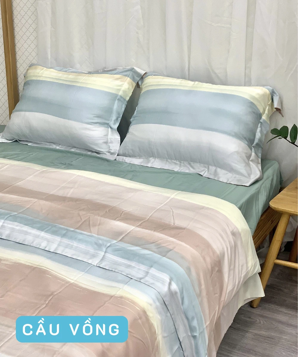 Combo Vỏ Mền Và Vỏ Gối Tencel 60s Mẫu Cầu Vồng - Tân Phát - 1Mall.vn