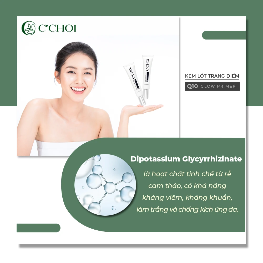 Dipotassium Glycyrrhizinate Trong Kem Lót Trang điểm C'choi - Q10 Glow Primer - Punar - 1Mall.vn