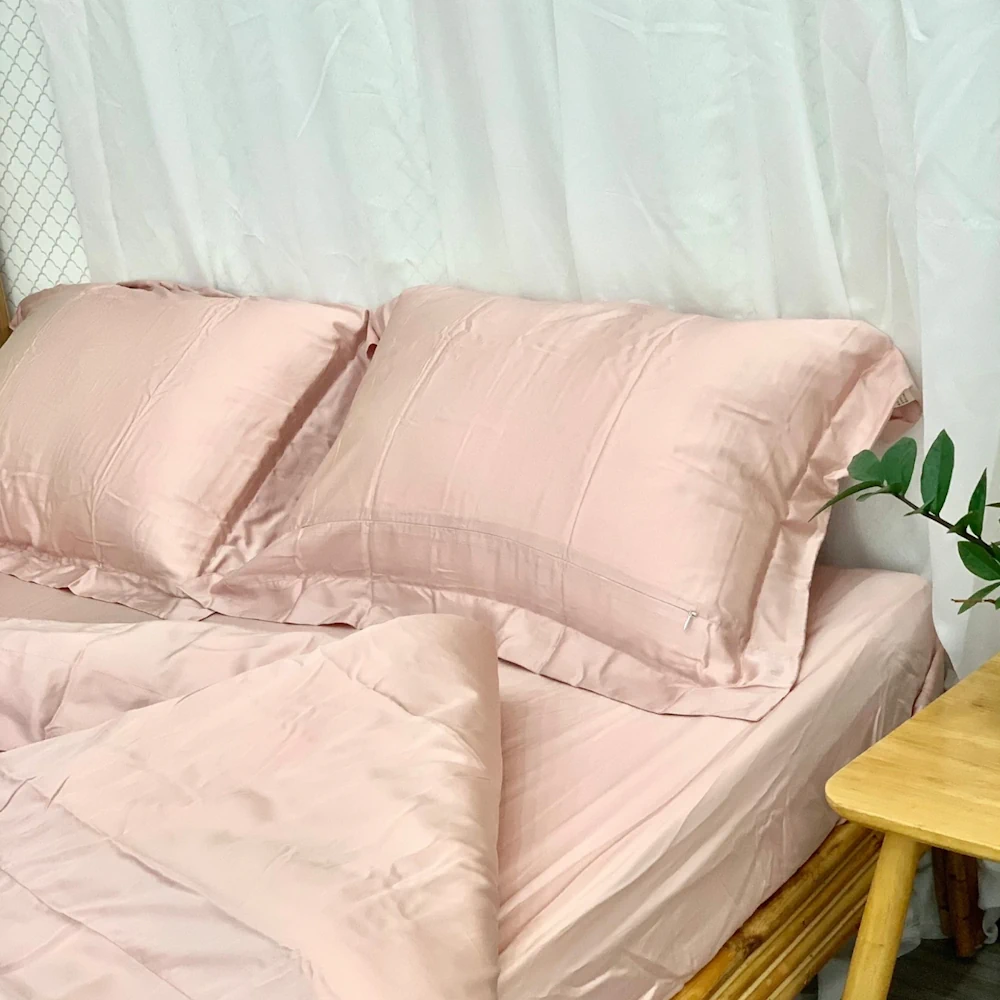 Ga Trải Giường Drap Tencel 60s Màu Hồng - Tân Phát - 1Mall.vn