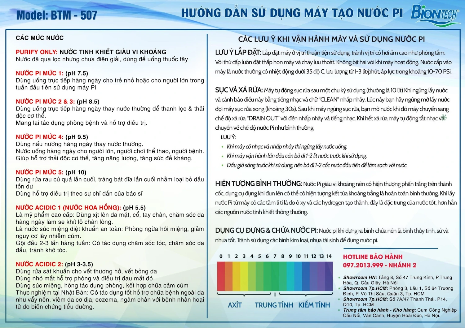 Hướng Dẫn Sử Dụng Máy Tạo Nước Pi Biontech Btm-507 - 1Mall.vn