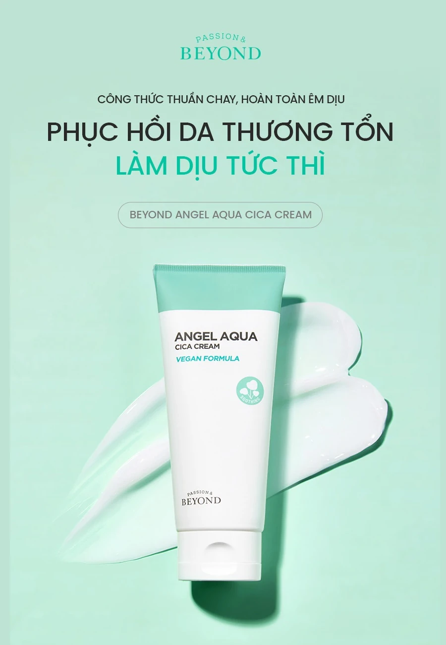 Kem Dưỡng Phục Hồi Da Beyond Angel Aqua Cica Cream Vegan Formula - Phục Hồi Và Làm Dịu Da Tức Thì - Lg Vina - 1Mall.vn