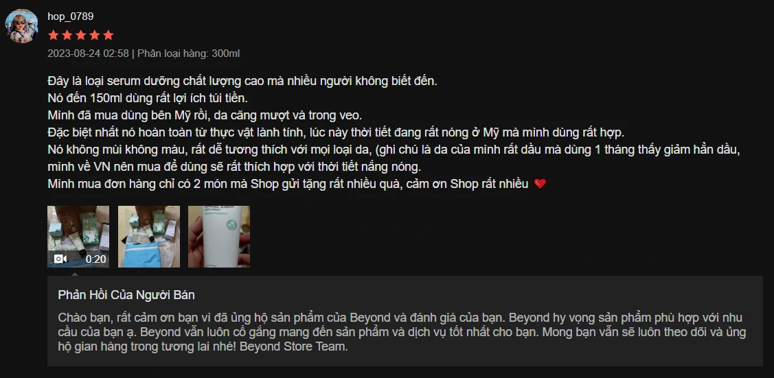 Khách Hàng Review Kem Dưỡng Phục Hồi Da - Review Beyond Angel Aqua Cica Cream Vegan Formula - 1Mall.vn