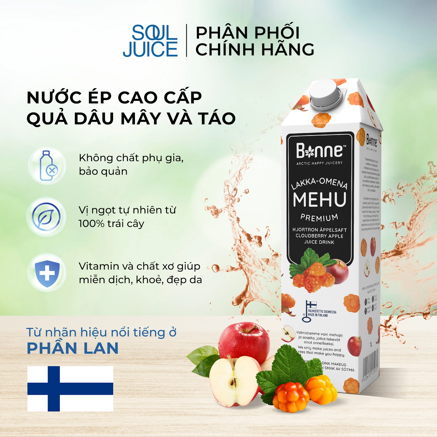 Nước ép Dâu Mây Và Táo Bonne Cao Cấp 1 Lít - 1Mall.vn