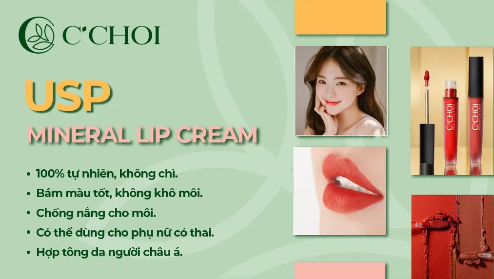 Ưu điểm Son Kem Khoáng C'Choi - Mineral Lip Cream - Punar - 1Mall.vn