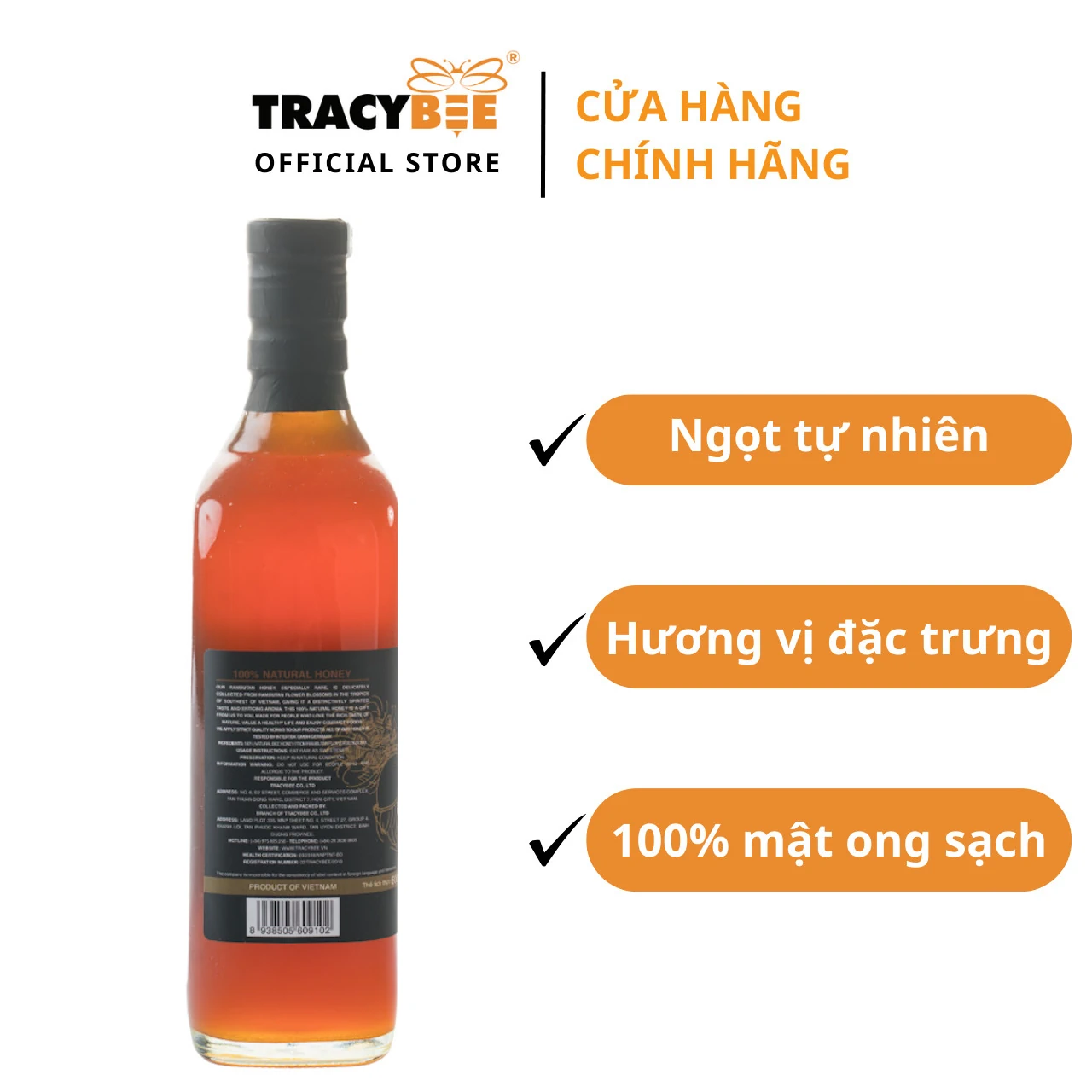 Mật Ong Hoa Chôm Chôm 600ml Nguyên Chất 100% Tracybee - 1Mall.vn