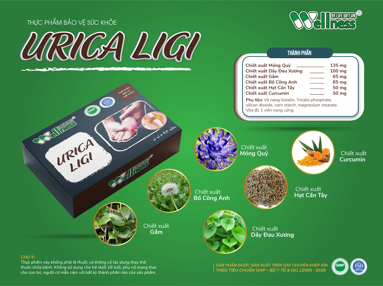 Thành Phần Chi Tiết Thực Phẩm Hỗ Trợ Bệnh Gout Urica Ligi
