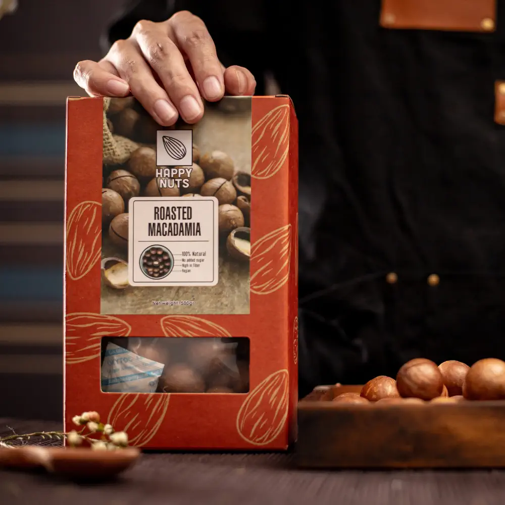 Hạt Macca Úc Rang Nứt Vỏ Happy Nuts 500g - 1Mall.vn