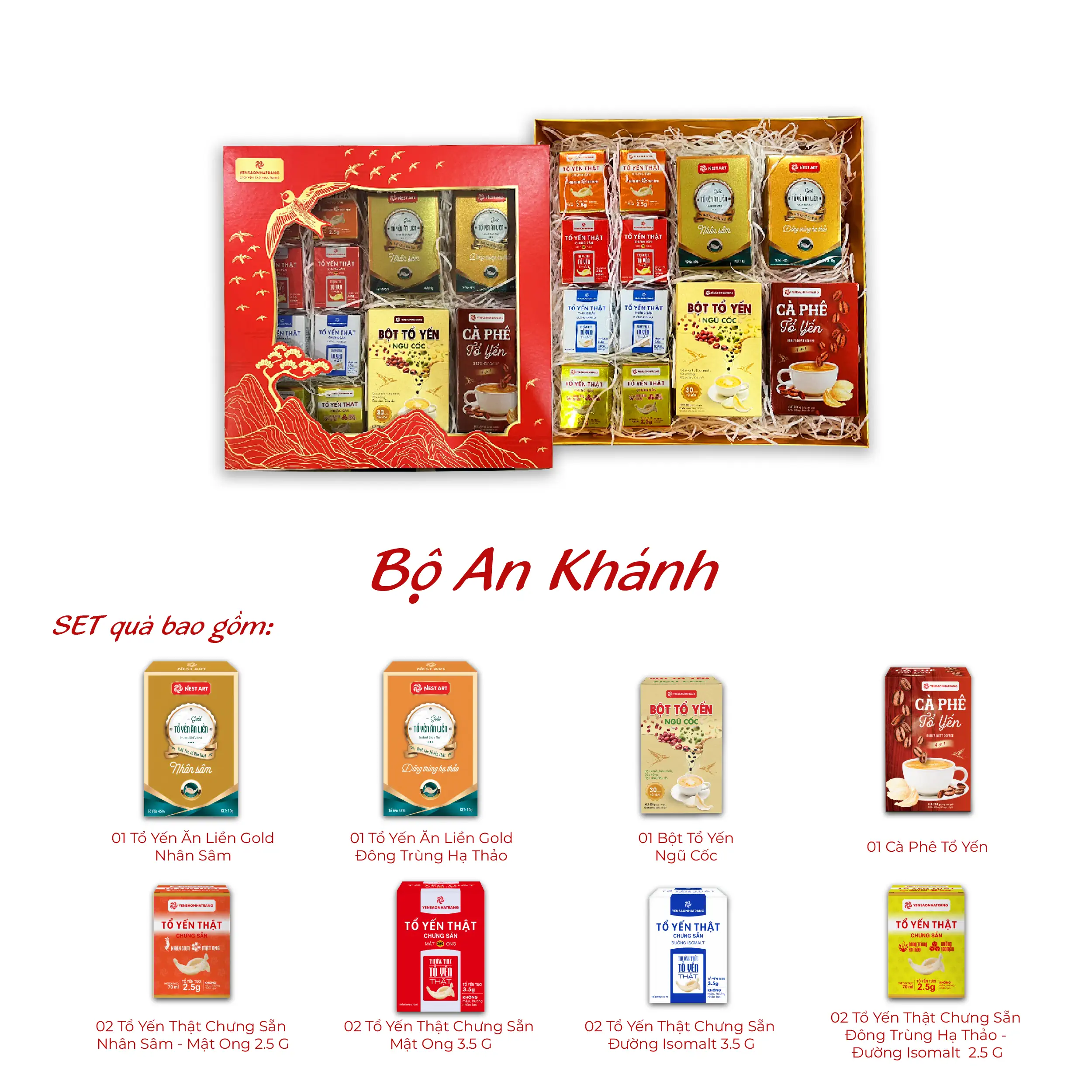 Bộ Quà Tết 2025 Yến Sào Nha Trang – Bộ An Khánh (kèm Túi)